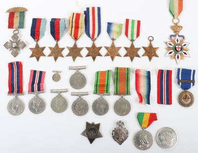 Grouping of WW2 British Campaign Medals: Grouping of WW2 British Campaign Medals, consisting of 3x 1939-45 stars, Atlantic star, South African issue Africa star impressed to reverse “236904 M.C. VAN DEN BERG”, Italy star, France
