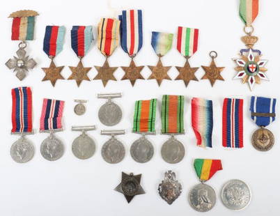 Grouping of WW2 British Campaign Medals: Grouping of WW2 British Campaign Medals, consisting of 3x 1939-45 stars, Atlantic star, South African issue Africa star impressed to reverse “236904 M.C. VAN DEN BERG”, Italy star, France