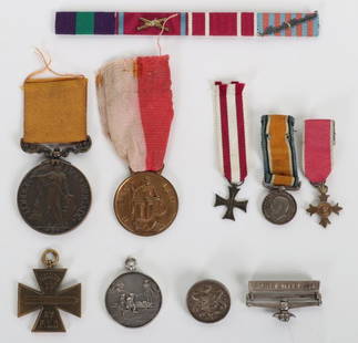 Grouping of Medals: Grouping of Medals, 3 Miniature medals, British War Medal 1914-1918, silver, with pin fitting to ribbon, The Most Excellent Order of the British Empire, O.B.E. (Civil) Officers 2nd type breast badge,