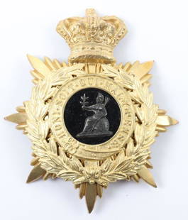 Victorian Norfolk Regiment Officers Home Service Helmet Plate: Victorian Norfolk Regiment Officers Home Service Helmet Plate, restored example, missing regimental scroll, three lug fittings to the reverse.