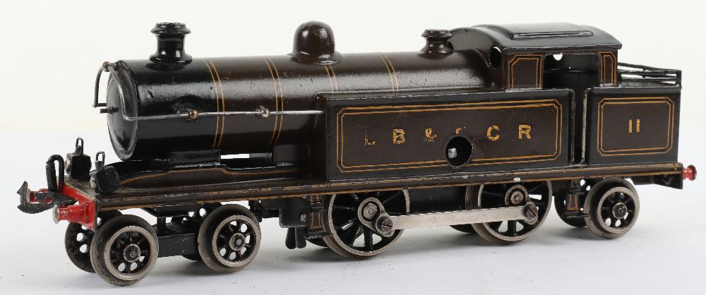 Bing for Bassett-Lowke gauge 0 clockwork LB & SCR 4-4-2T locomotive: Bing for Bassett-Lowke gauge 0 clockwork LB & SCR 4-4-2T locomotive, engine No.11 finished in brown lined livery, condition: very good original condition, slight rubbing to transfers and retouch to bo