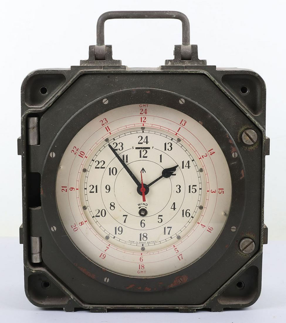 British Military Astral Signal Centre Clock Circa 1950’s: British Military Astral Signal Centre Clock Circa 1950’s, fine example of the heavy duty clock which was used by British Royal Corps of Signals units in the field. The 24 hour clock is housed in the