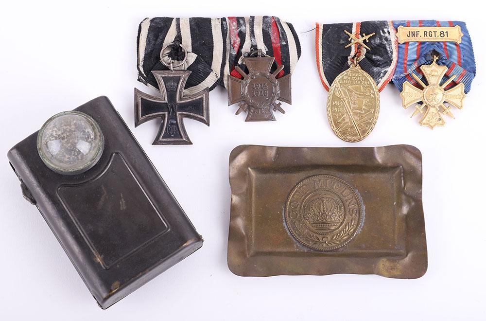 Imperial German Court Mounted Medal Pair: Imperial German Court Mounted Medal Pair, consisting of 1914 Iron Cross 2nd class and 1914-18 Honour Cross with swords; Imperial German Infantry regiment Nr81 veterans court mounted medal pair; WW1 tr