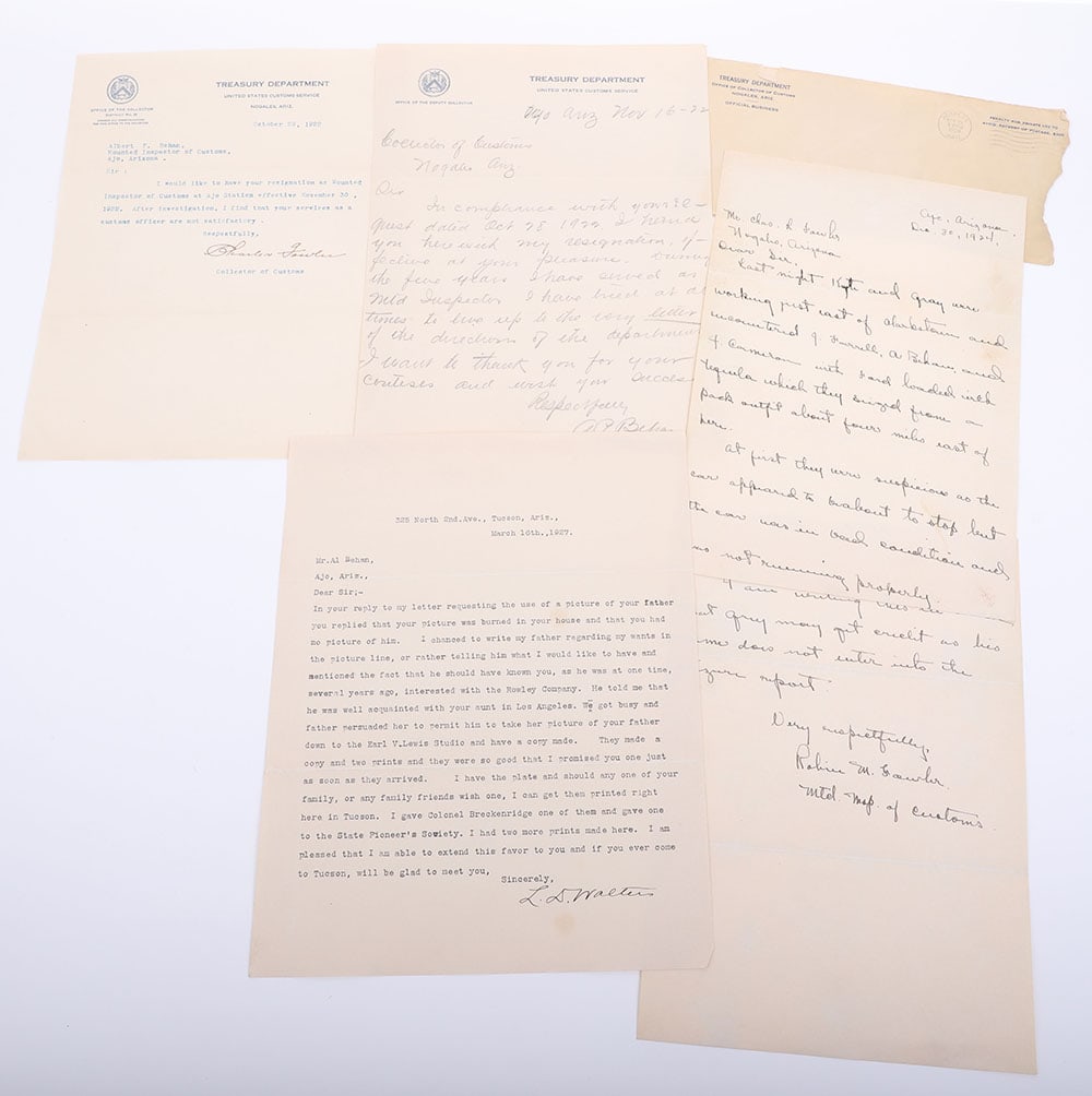 Letters pertaining to John Behan: Letters pertaining to John Behan having to do with his resignation from the treasury department. Letters are dated from Oct and Nov 1922. The first is asking for his resignation as mounted inspector a