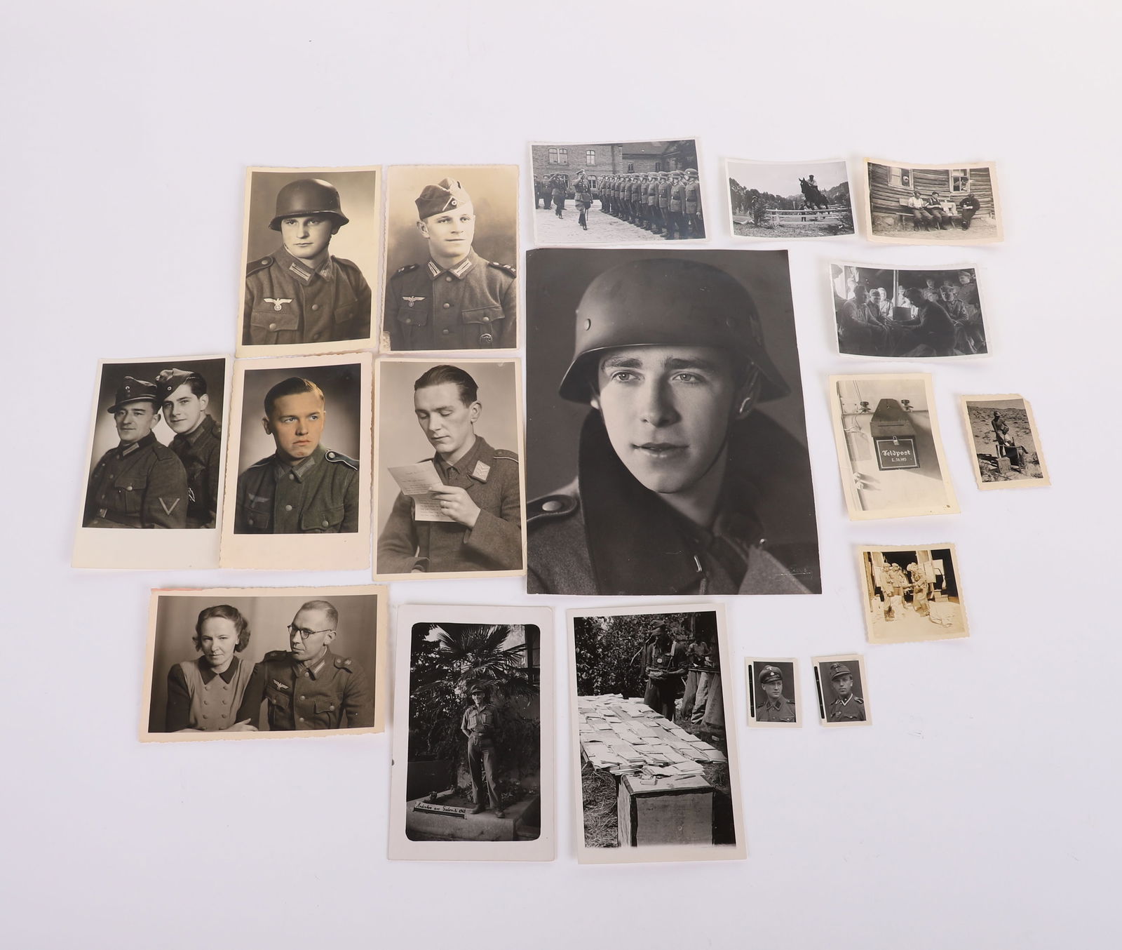 MIXED LOT OF 19 HEER & LUFTWAFFE OF PHOTO POST CARDS & PHOTOS: MIXED LOT OF 19 HEER & LUFTWAFFE OF PHOTO POST CARDS & PHOTOS ALL SIZES, several nice ones Tropical etc., but I believe 2 small ones are post-war, VG+ - EXC.
