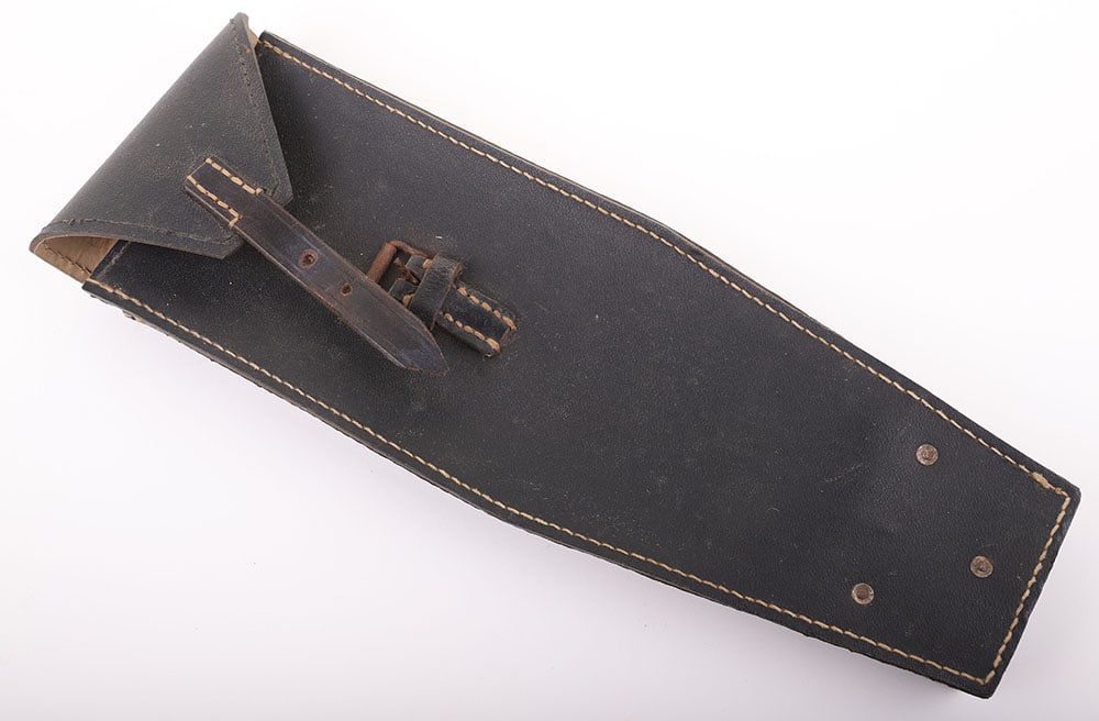 GERMAN WWII ARMY PIONEER WIRE SHORT WIRE CUTTERS EQUIPTMENT CASE: GERMAN WWII ARMY PIONEER WIRE SHORT WIRE CUTTERS EQUIPTMENT CASE, made of a black erasatz leather w/ a top flap, 16? x 5 ?? x 1 ??, has carrying straps on reverse, no visible marking, very nice but a