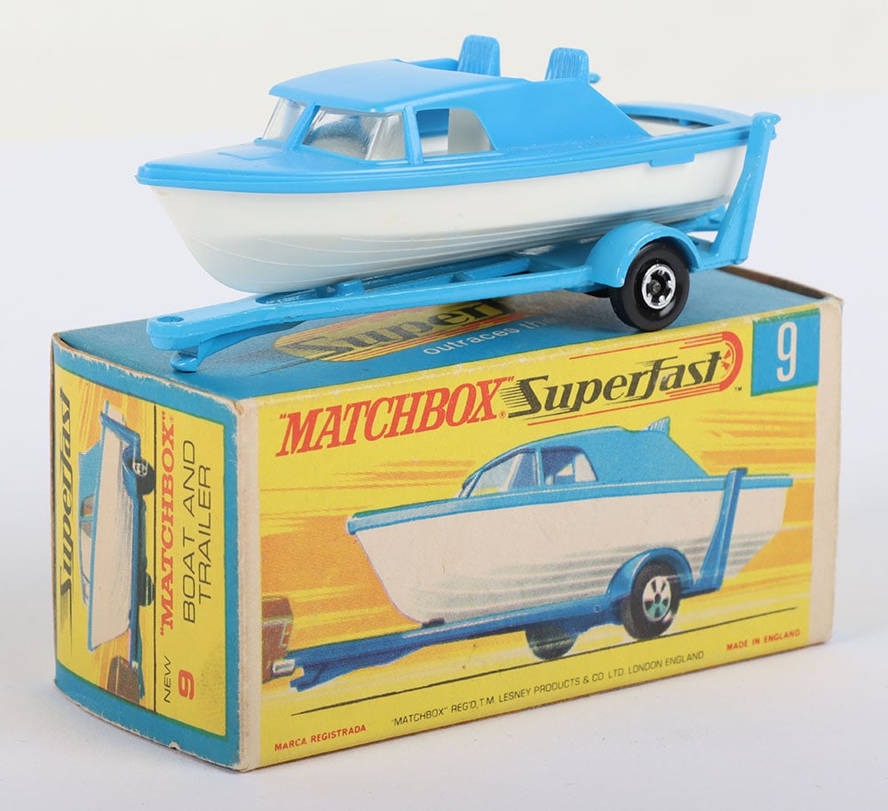 Matchbox Lesney Superfast  MB-9 Boat and Trailer, Transitional model (1 of 5)