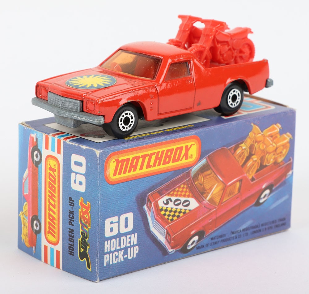Matchbox Lesney Superfast MB-60 Holden Pick-Up with hard to find SUN label and rare RED INTERIOR (1 of 5)