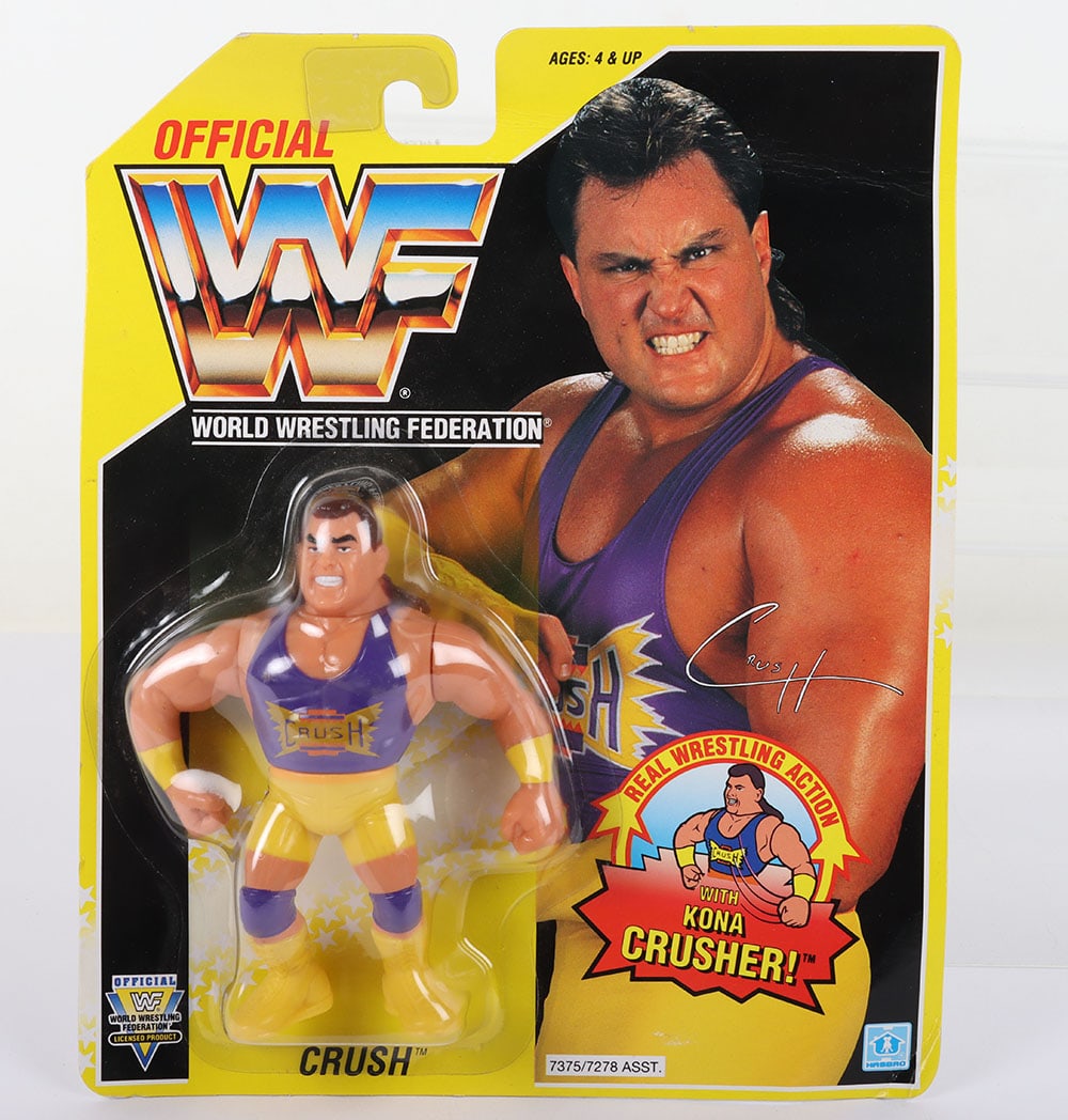 Crush series 7 WWF Wrestling figure by Hasbro: Crush series 7 WWF Wrestling figure by Hasbro. Fully sealed, undented bubble, slight veining to top of card and bottom right-hand corner.