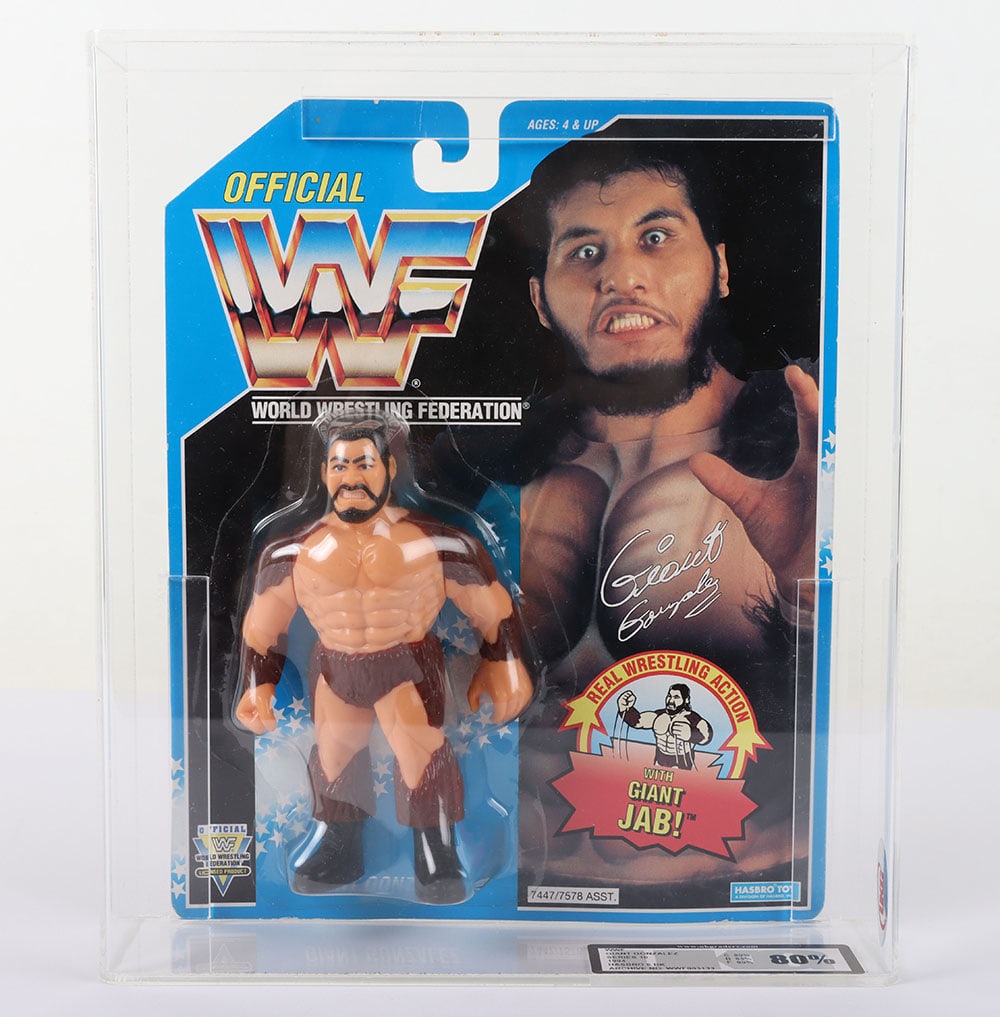 UKG Graded 80 Giant Gonzalez series 10 WWF Wrestling figure by Hasbro: UKG Graded 80 Giant Gonzalez series 10 WWF Wrestling figure by Hasbro. Fully sealed and graded by UKG 80%