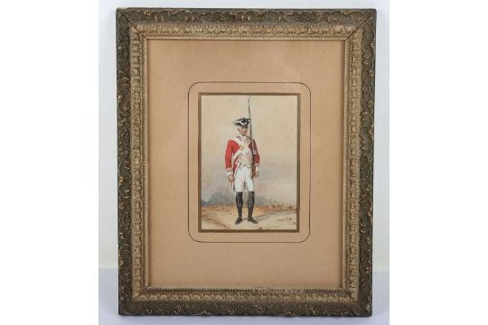 Watercolour of Revolutionary War British Infantryman (1 of 3)