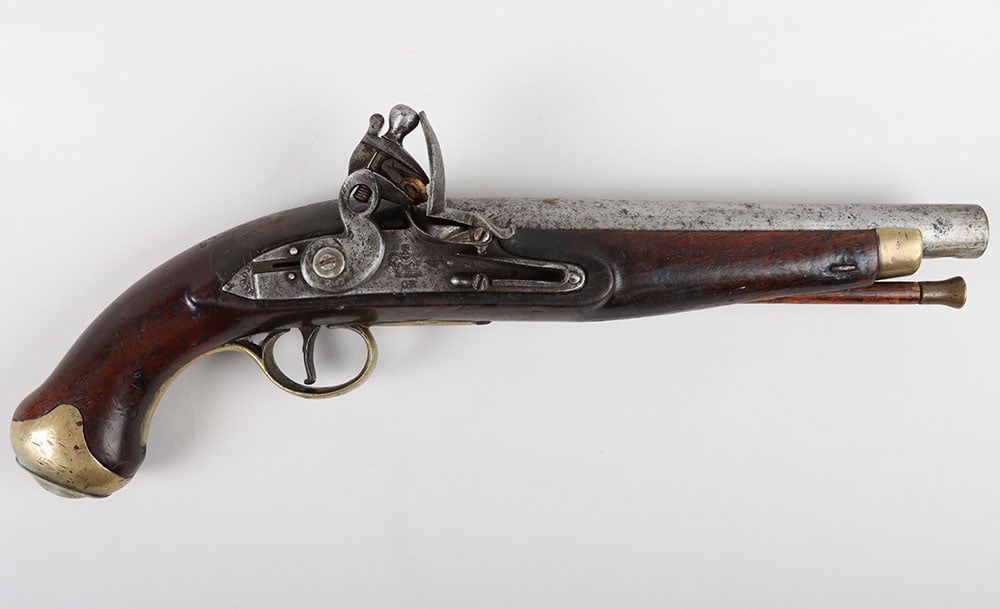 7th Light Dragoons Marked New Land Pattern Flintlock Holster Pistol: 7 th Light Dragoons Marked New Land Pattern Flintlock Holster Pistol , 16 bore barrel 22.5cms with military proofs, regulation lock stamped TOWER with crowned GR and inspector’s stamp (safety catch 