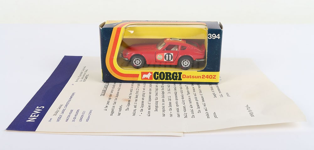 Corgi 394 Datsun 240Z East African Safari Winner with Scarce press release publicity letter (1 of 5)