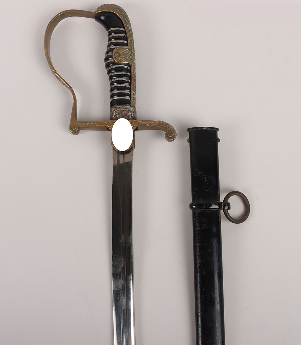 WW2 German Army Officers Sword By Robert Klaas, Solingen: WW2 German Army Officers Sword By Robert Klaas, Solingen, good example of the model Nr 233 army officers sword with dove head hilt and eagle to the langet. Black celluloid grip with the wire binding.