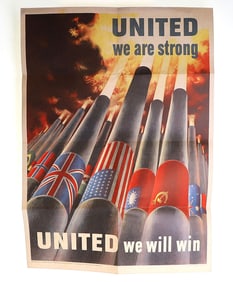 WW2 US Poster UNITED WE ARE STRONG UNITED WE WILL WIN