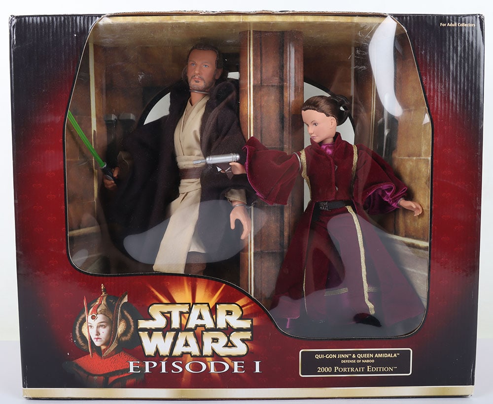 Scarce Star Wars Episode 1 12 inch Action Figures Dolls 2 pack Qui-Gon Jinn and Queen Amidala 2000 P (1 of 4)