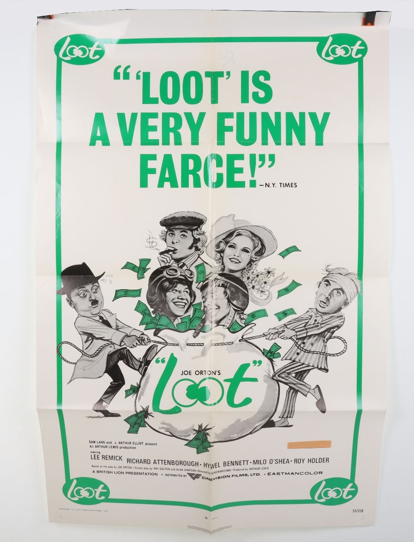 Four USA One Sheet Film Posters,: Four USA One Sheet Film Posters, Loot @1972 starring Richard Attenborough, Lee Remick, Life At The Top, @1966 starring Laurence Harvey, Jean Simmons, Honor Blackman, Leo The Last @1970 starring Marcel