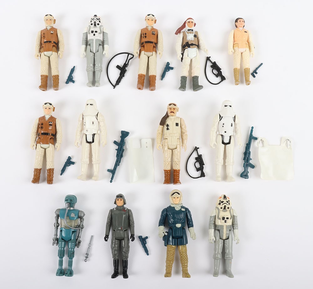 Thirteen Vintage Star Wars The Empire Strikes Back loose Hoth action figures Kenner: Thirteen Vintage Star Wars The Empire Strikes Back loose Hoth action figures Kenner, Including Eleven complete with weapons. Han Solo, Snowtrooper, Rebel Soldier, Leia, Luke Skywalker, AT-AT Driver, A