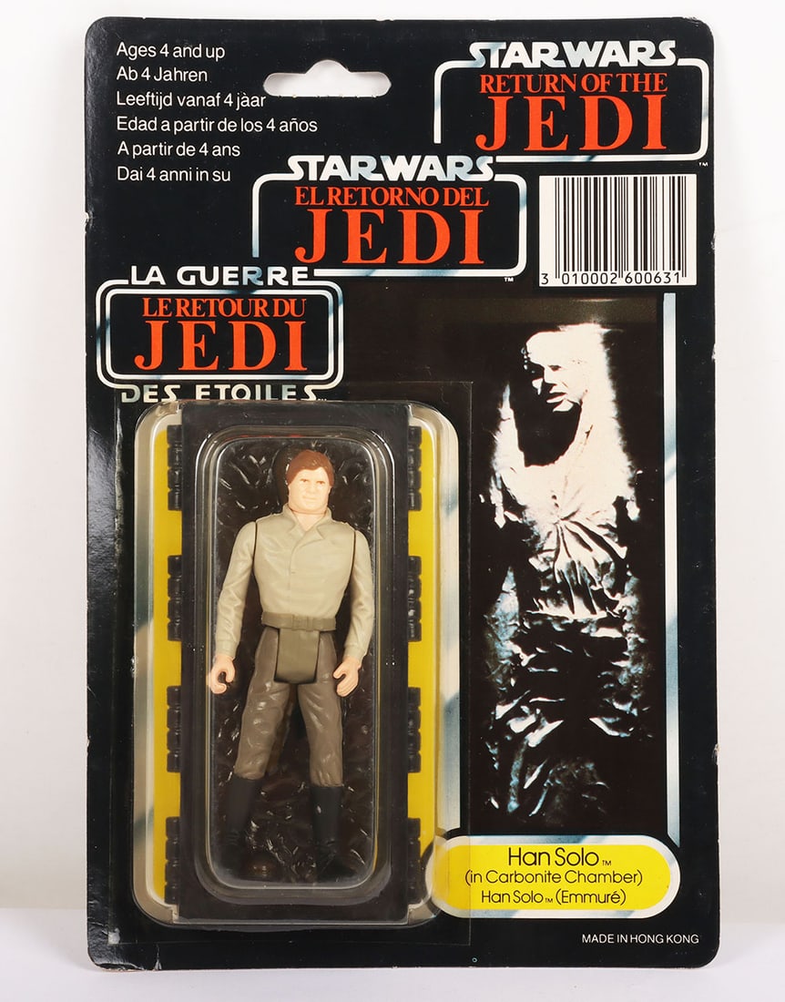 Vintage Star Wars Last 17 Han Solo in Carbonite Chamber Action Figure Tri-Logo Palitoy.: Vintage Star Wars Last 17 Han Solo in Carbonite Chamber Original Carded Moc Action Figure Tri-Logo Palitoy. Factory sealed clear bubble in excellent condition. Small corner crease by the bubble. Some 