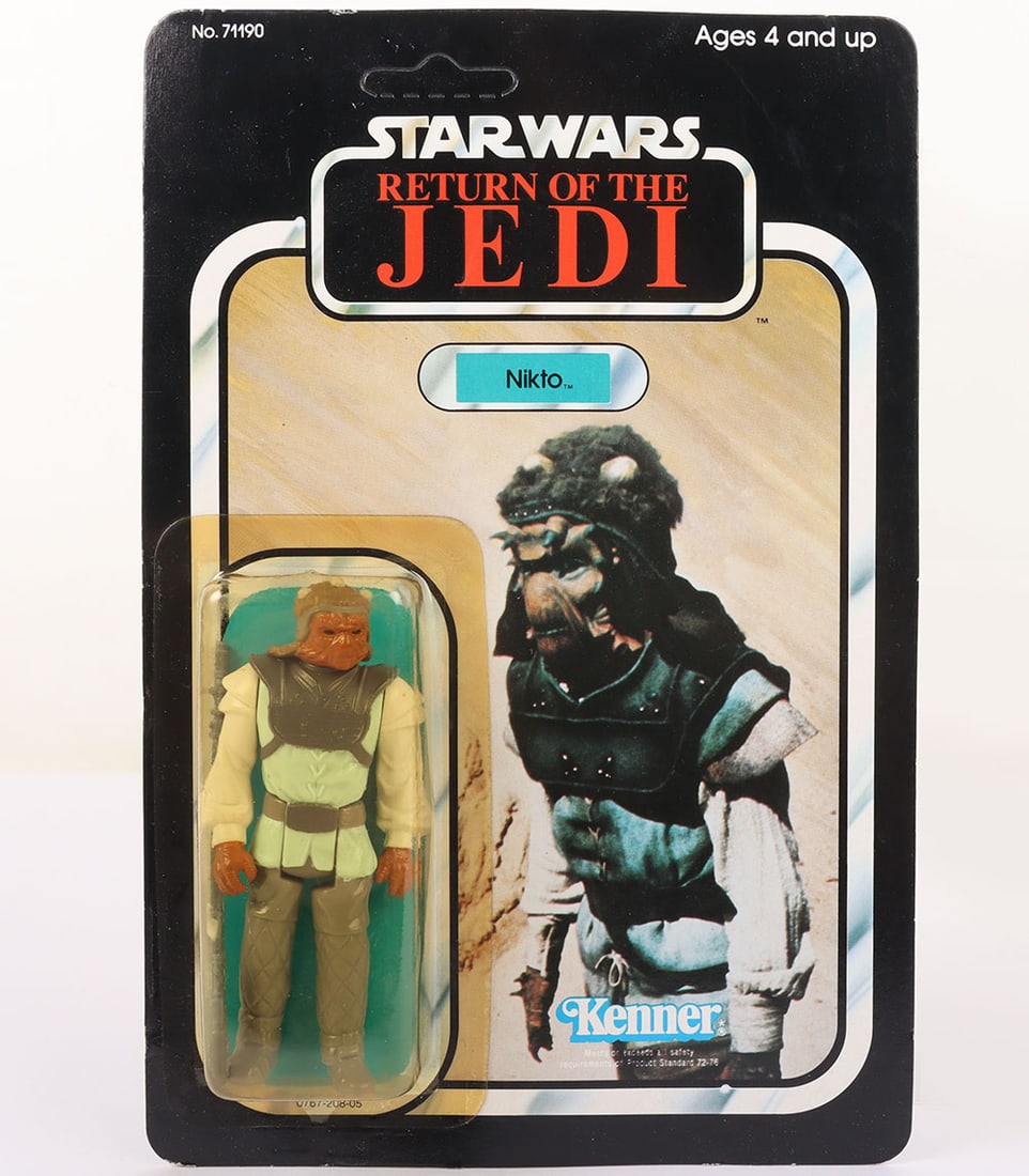 Vintage Kenner Star Wars Return of The Jedi Nikto Unpunched Action Figure.: Vintage Kenner Star Wars Return of The Jedi Nikto Original Carded Moc Unpunched Action Figure. Product no. 71190. 3 ¾ inches, Yellowed sealed bubble. Does have a small dent in the bubble due to