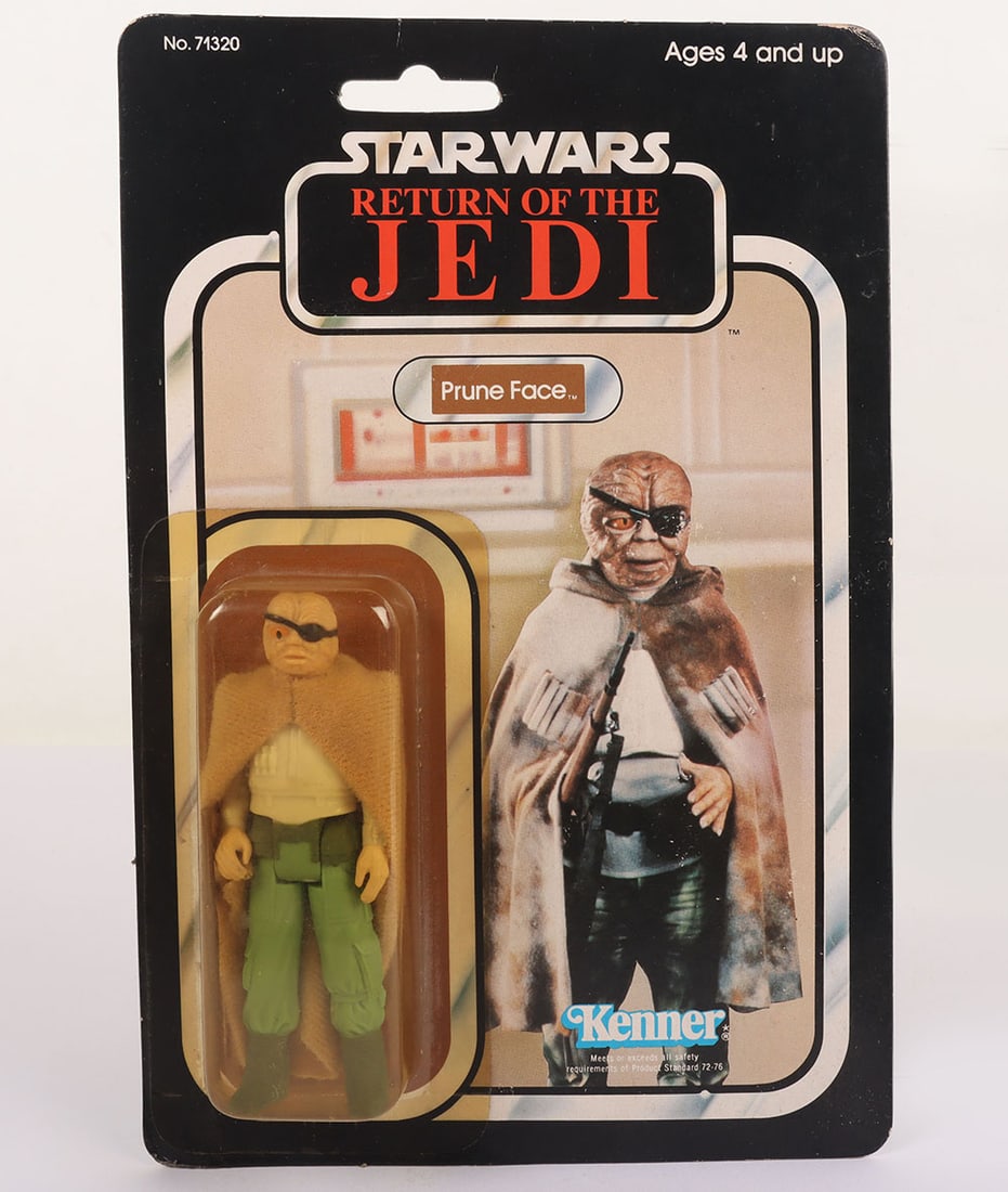 Vintage Star Wars Return of the Jedi Prune Face Action Figure Kenner.: Vintage Star Wars Return of the Jedi Prune Face Original Carded Moc Action Figure Kenner. Product no. 71320. Factory sealed yellow bubble. Some creasing at the back of the card to the opposite side to