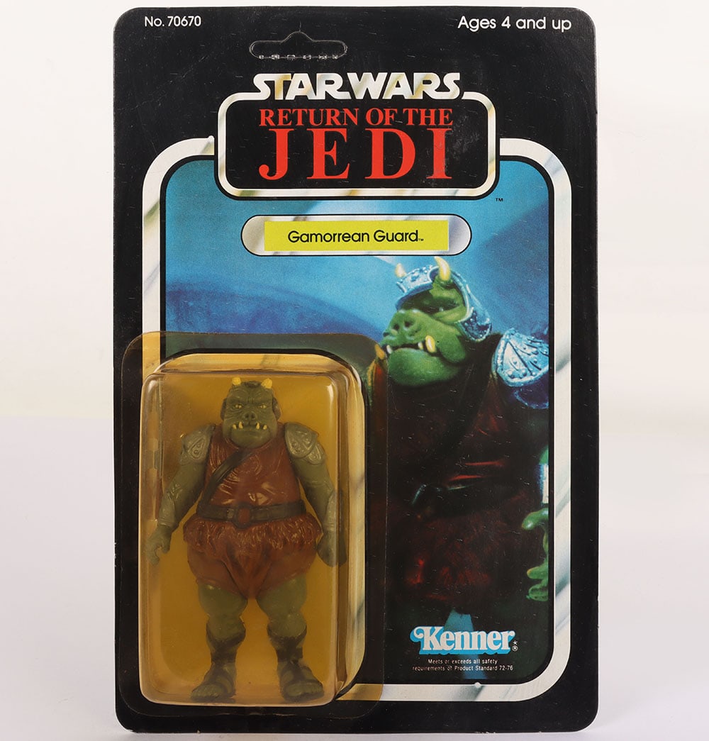 Vintage Star Wars Return of the Jedi Gamorrean Guard Unpunched Action Figure Kenner.: Vintage Star Wars Return of the Jedi Gamorrean Guard Original Unpunched Carded Moc Action Figure Kenner. Product no. 70670. Factory sealed yellow bubble. Minor small veining to the back of the card. S