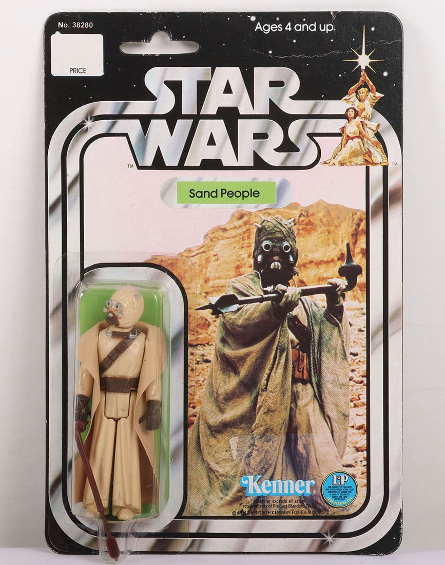 Vintage Star Wars Tusken Raider Sand People Original Carded Moc Action Figure Kenner.: Vintage Star Wars Tusken Raider Sand People Original Carded Moc Action Figure Kenner. Product no. 38280. 3 ¾ inches inches, factory sealed clear bubble. Some veining to the top of the card. And