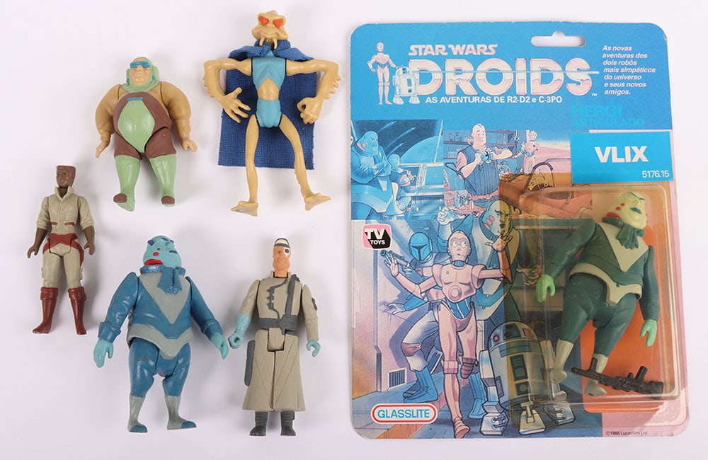 Vintage Star Wars Droids Cartoon Custom Series 2 Unproduced Action Figures.: Vintage Star Wars Droids Cartoon Custom Series 2 Unproduced Action Figures. Including Custom carded moc Vlix, Loose Admiral Screed, Jessica Meade, Gaff, Kleb Zellock and Vlix. Good custom condition. (