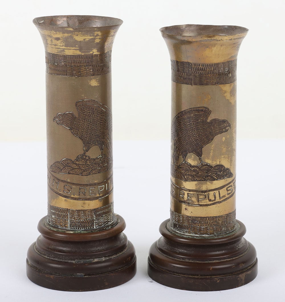 WW1-WW2 Royal Navy Trench Art Shells, HMS Repulse (1 of 4)