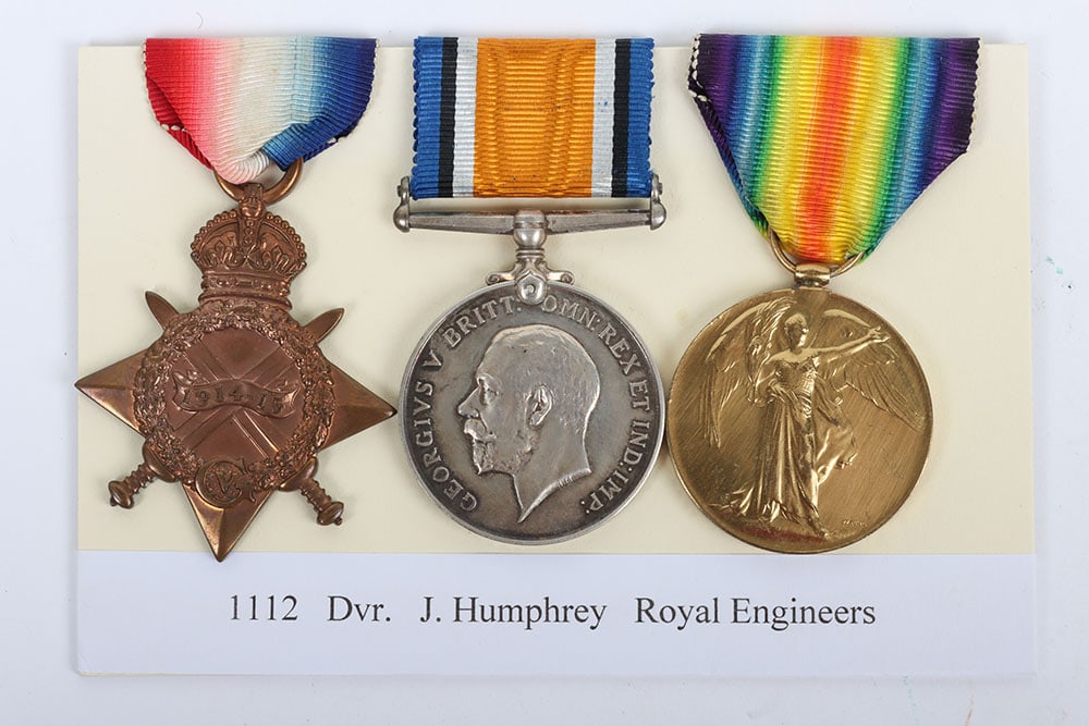 A Great War 1914-15 Star medal trio to a soldier who served with the Kent Fortress Company Royal Eng (1 of 5)