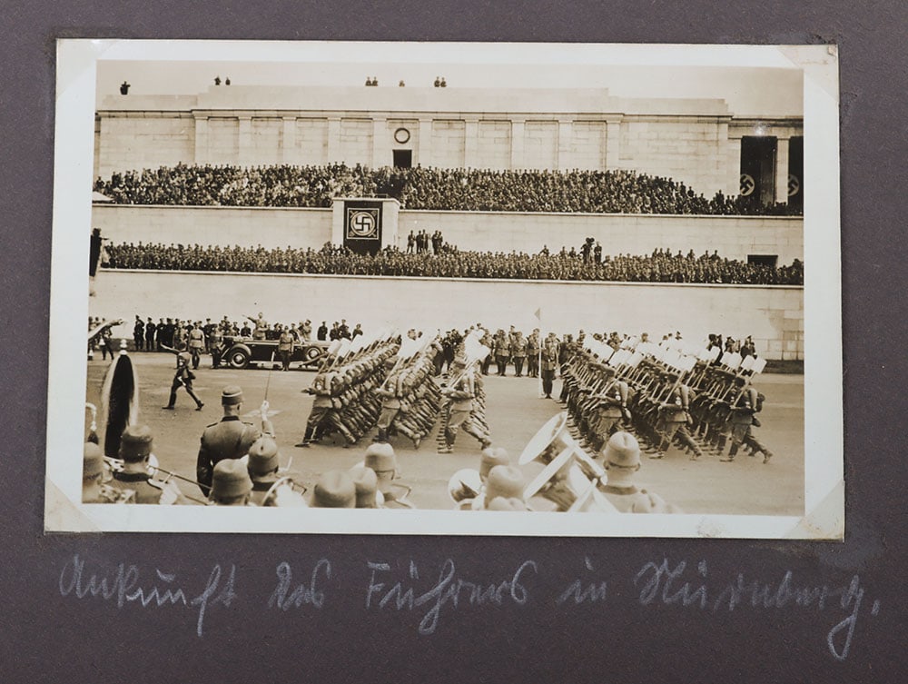 Third Reich Photograph Album of an SA member: Third Reich Photograph Album of an SA member, Adolf Hitler postcard and photo collection. 82 photos, postcards, pre-printed photos in total. Inside photos of Hitler at the Reichsparteitag in Nürnberg