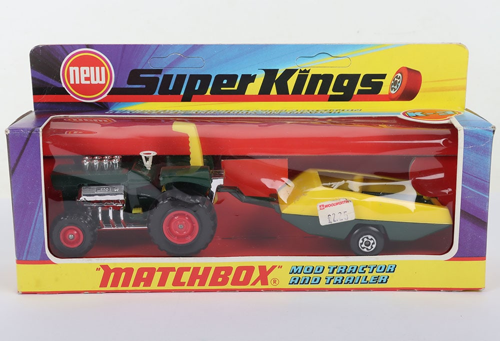 Matchbox Superkings K3 Mod Tractor & Trailer with GREEN tractor (1 of 7)