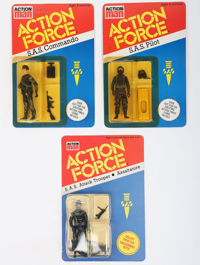 Three Action Force Palitoy SAS carded moc action figures. (1 of 8)