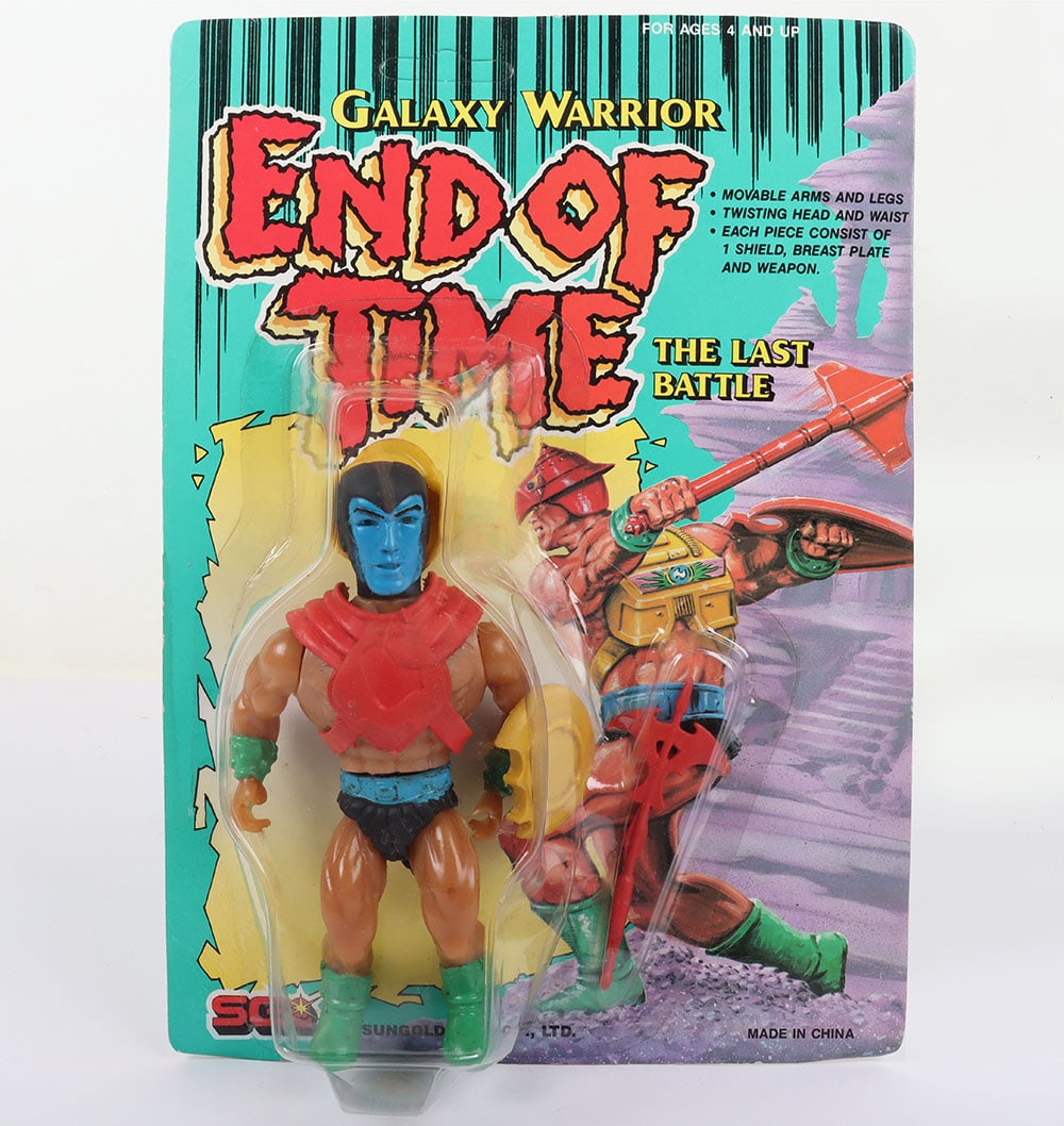 Scarce Vintage Galaxy Warrior End of Time Sungold action figure Blue Face moc carded. (1 of 7)