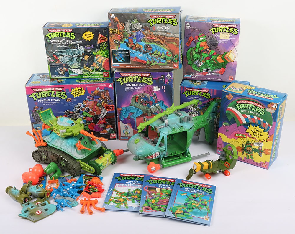 Collection of Vintage Teenage Mutant Hero Ninja Turtles Boxed and Loose Vehicles Bandai. (1 of 8)