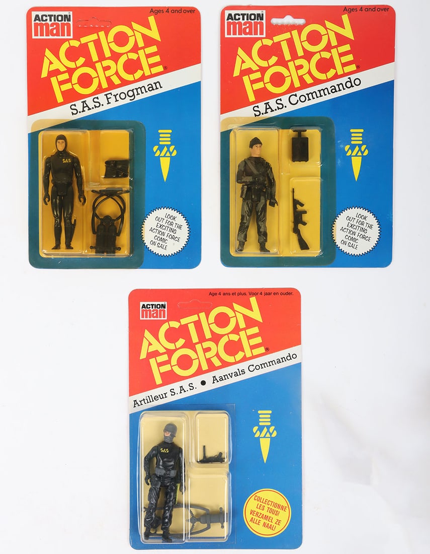Three Action Force Palitoy SAS carded moc action figures. (1 of 8)