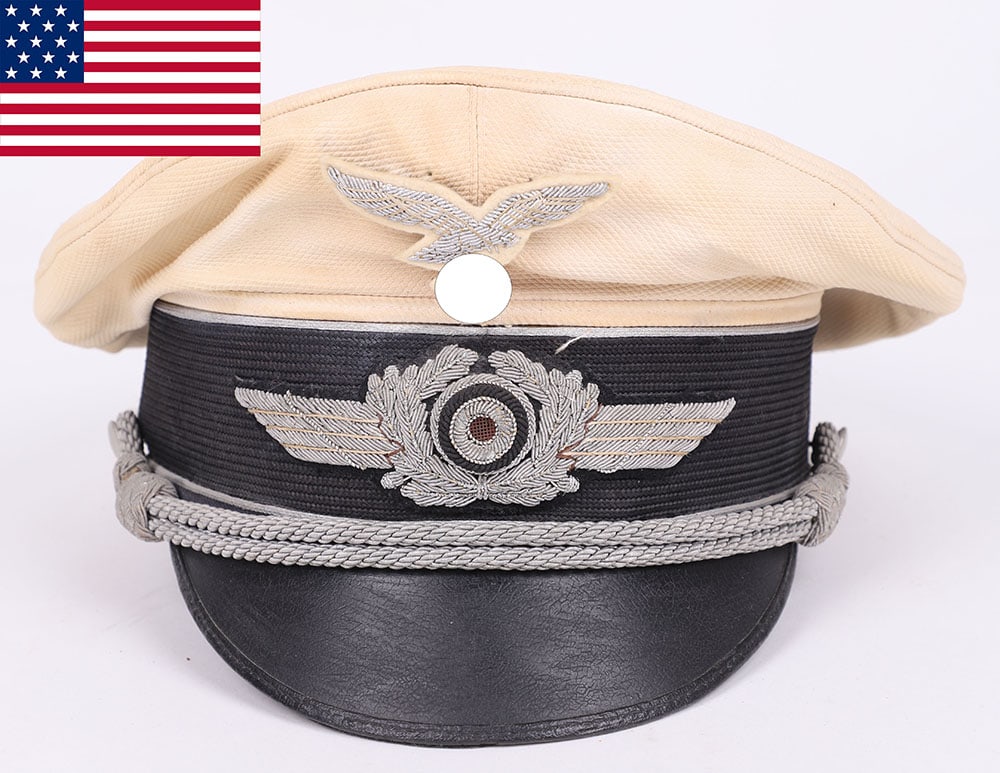 WW2 German Luftwaffe Officers Summer Pattern Peaked Cap by Erel, (1 of 19)