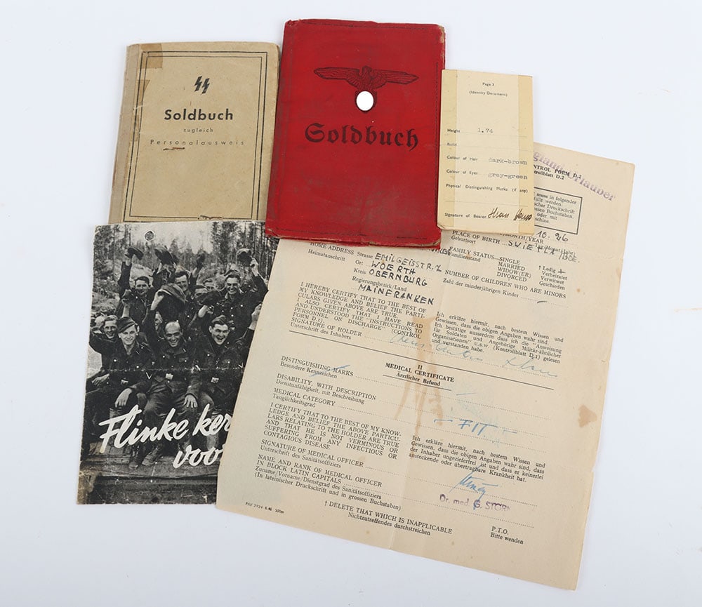 Scarce Waffen-SS Soldbuch Grouping to SS-Unterführer H. Stross SS-Freiw. Legion Langemarck: Scarce Waffen-SS Soldbuch Grouping to SS-Unterführer H. Stross SS-Freiw. Legion Langemarck, Schloss was a member of the SS-Freiw. Legion “Langemarck” and later transferred to SS Pz J&