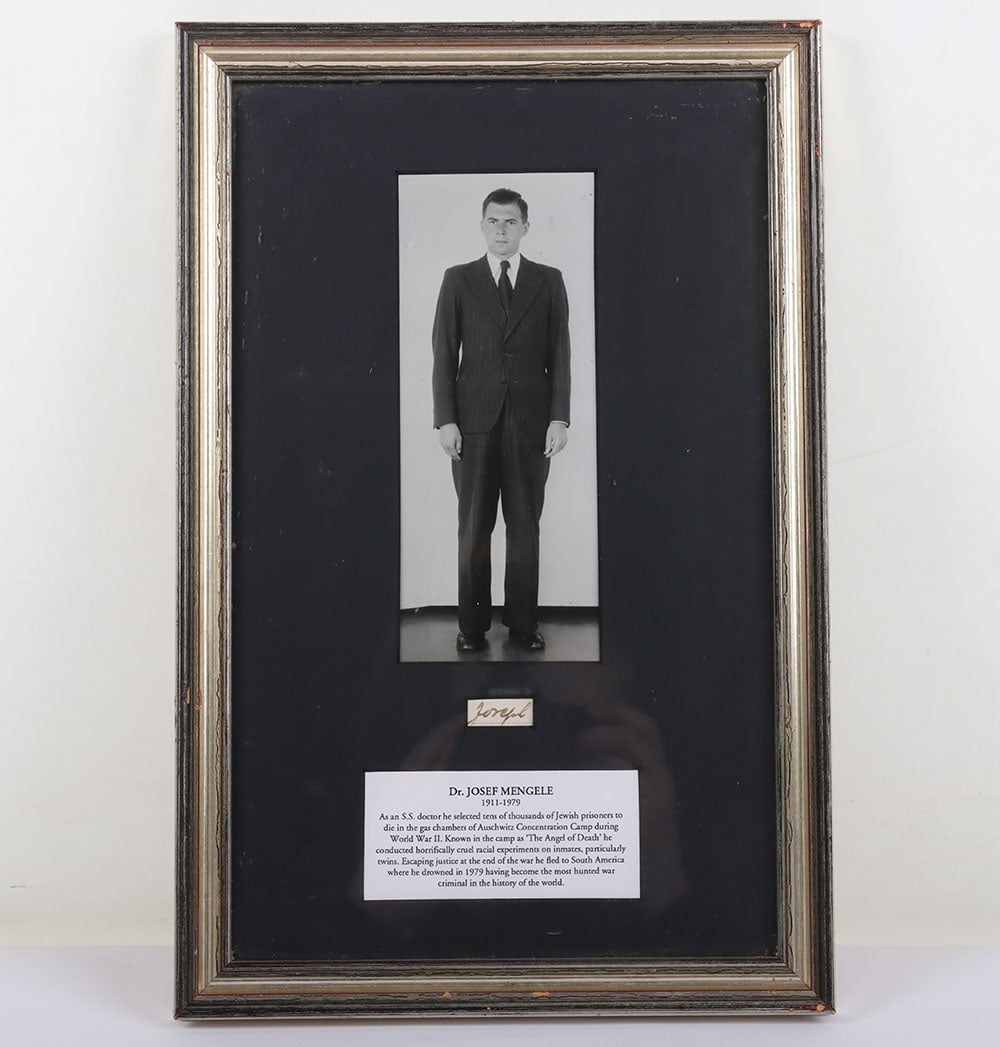 Framed Photograph of Joseph Mengele with Snipped Signature from Document (1 of 4)
