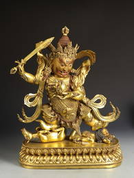 Qing Dynasty Bronze Gold Gilded Statue Of Da Hei Tian,