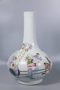 Qing Dynasty Famille Rose Porcelain "Figure" Bottle, China: Height: 25cm Width: 13cm
