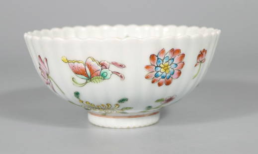 Qing Dynasty Famille Rose Porcelain "Floral" Bowl, China: Height: 15cm Width: 7cm