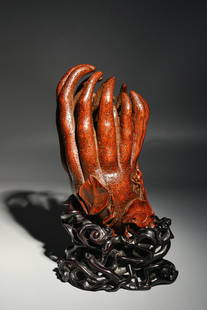 Qing Dynasty Bamboo Carving Paperweight, China: Height: 18cm Width: 10cm Net Height: 15.5cm