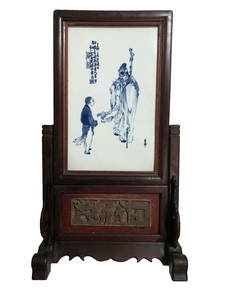 Wangbu - Blue And White Porcelain "Figure" Porcelain Plate, China