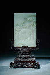 Qing Dynasty Hetian Jade Story Room Screen , China