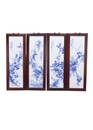 Wang Bu - 20Th Century Blue And White Porcelain "Flowers And Birds" Screen, China