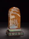 Shoushantian Huangshi with thin and ingenious carvings of landscape characters and stories