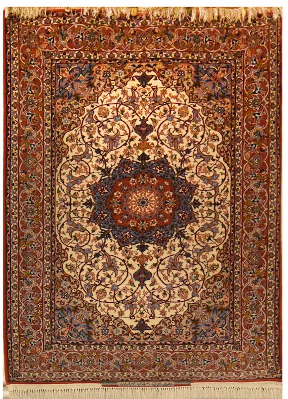 Vintag  Isfahan Persian Serafian Silk Foundation Rug (1 of 3)