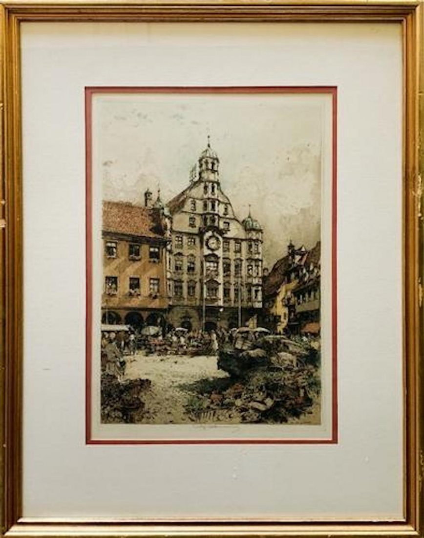 Lithograph Luigi Kasimir Köln-Radierung Signed: Luigi Kasimir Köln-Radierung Signed Lithograph.Artwork is signed at the bottom.Matted and framed with a golden gallery frame.Approximate frame size 28" x 21"