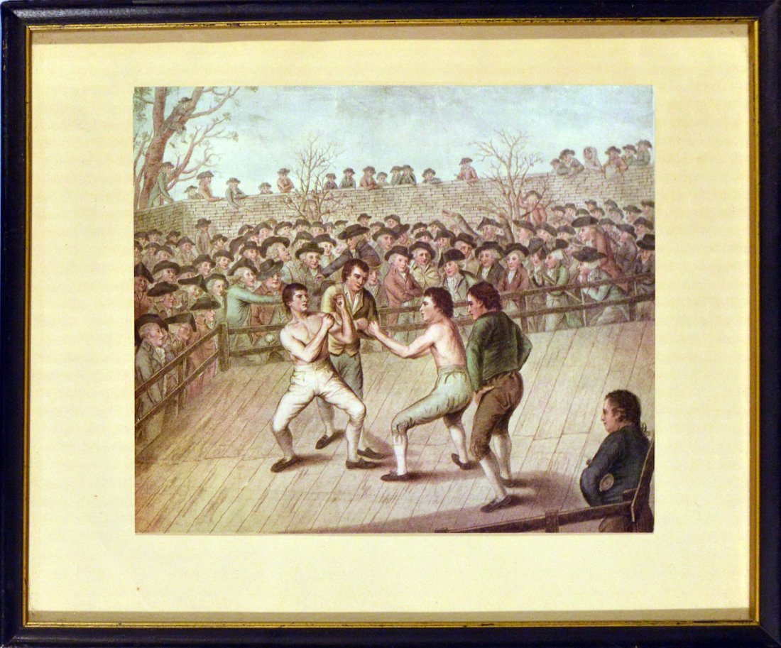 The Boxing Match In January 1788: Color Etching The Boxing Match Between Richard Humphreys and Daniel Mendoza at Odiham in Hamshire on January 9th 1788Stipple in Coloursn After Einsle By Grozer by Courtesy of Messr Fores & CoSize : 12